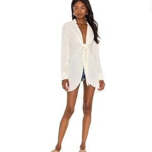 NWT Free People Worlds Apart Tunic Top in Ivory Cover Up Size Large